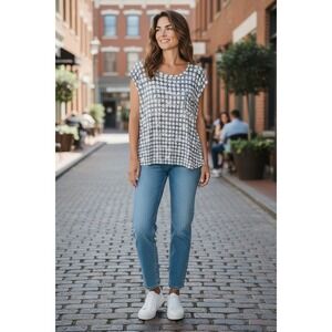 Gap Polka Dot Boho Artsy Scoop Dolman Cap Sleeve Batik Tie‑Dye Knit